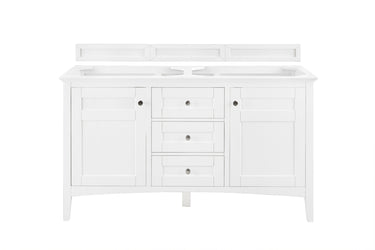 James Martin Palisades 60" Bright White Double Vanity (Cabinet Only) - Luxe Bathroom Vanities