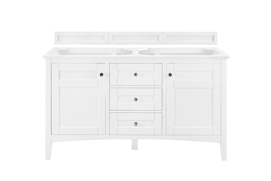 James Martin Palisades 60" Bright White Double Vanity (Cabinet Only) - Luxe Bathroom Vanities