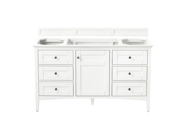 James Martin Palisades 60" Bright White Single Vanity (Cabinet Only) - Luxe Bathroom Vanities