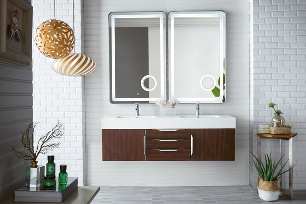 James Martin Mercer Island 59" Double Vanity with Glossy Composite Top - Luxe Bathroom Vanities