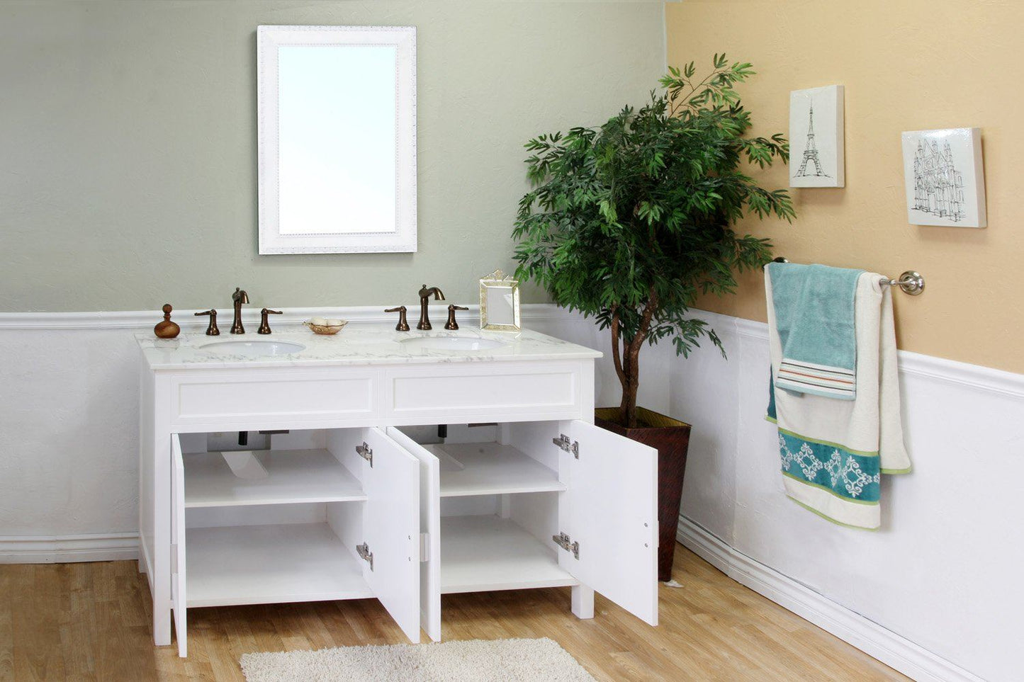60" In Double Sink Vanity Wood White - Luxe Bathroom Vanities