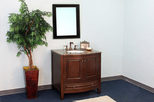 36" In Single Sink Vanity Wood Dark Walnut - Luxe Bathroom Vanities