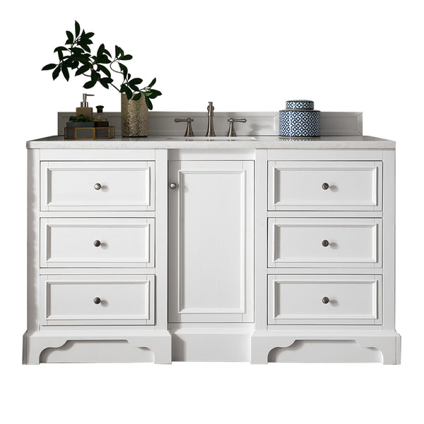 James Martin De Soto 60" Bright White Single Vanity with 3 CM Countertop - Luxe Bathroom Vanities