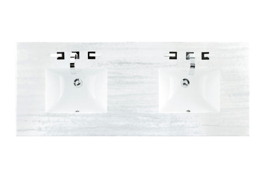 James Martin 60" Double Top, 3 CM Arctic Fall Solid Surface w/ Sink - Luxe Bathroom Vanities Luxury Bathroom Fixtures Bathroom Furniture