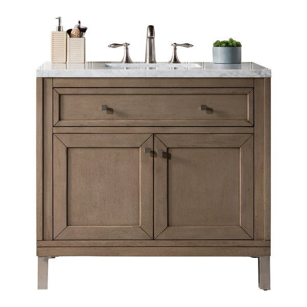 James Martin Chicago 36" Whitewashed Walnut Single Vanity with 3 CM Countertop - Luxe Bathroom Vanities