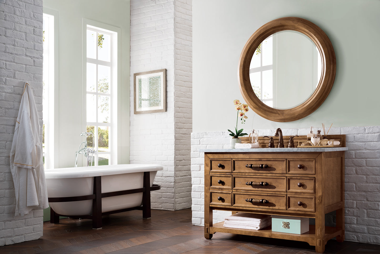 James Martin Malibu 48" Honey Alder Single Vanity with 3 CM Countertop - Luxe Bathroom Vanities