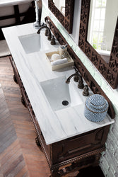 James Martin Balmoral 72" Double Vanity Antique Walnut Cabinet with 3 CM Countertop - Luxe Bathroom Vanities