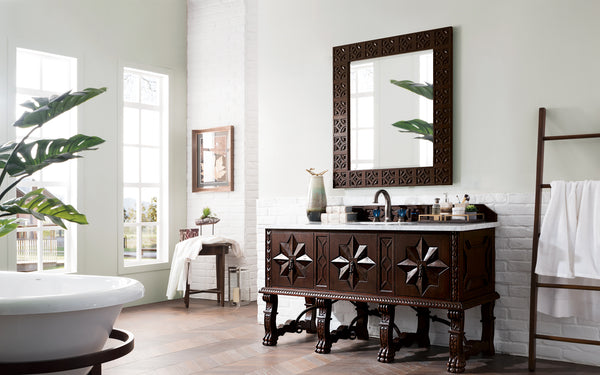 James Martin Balmoral 60" Single Vanity Antique Walnut Cabinet with 3 CM Countertop - Luxe Bathroom Vanities