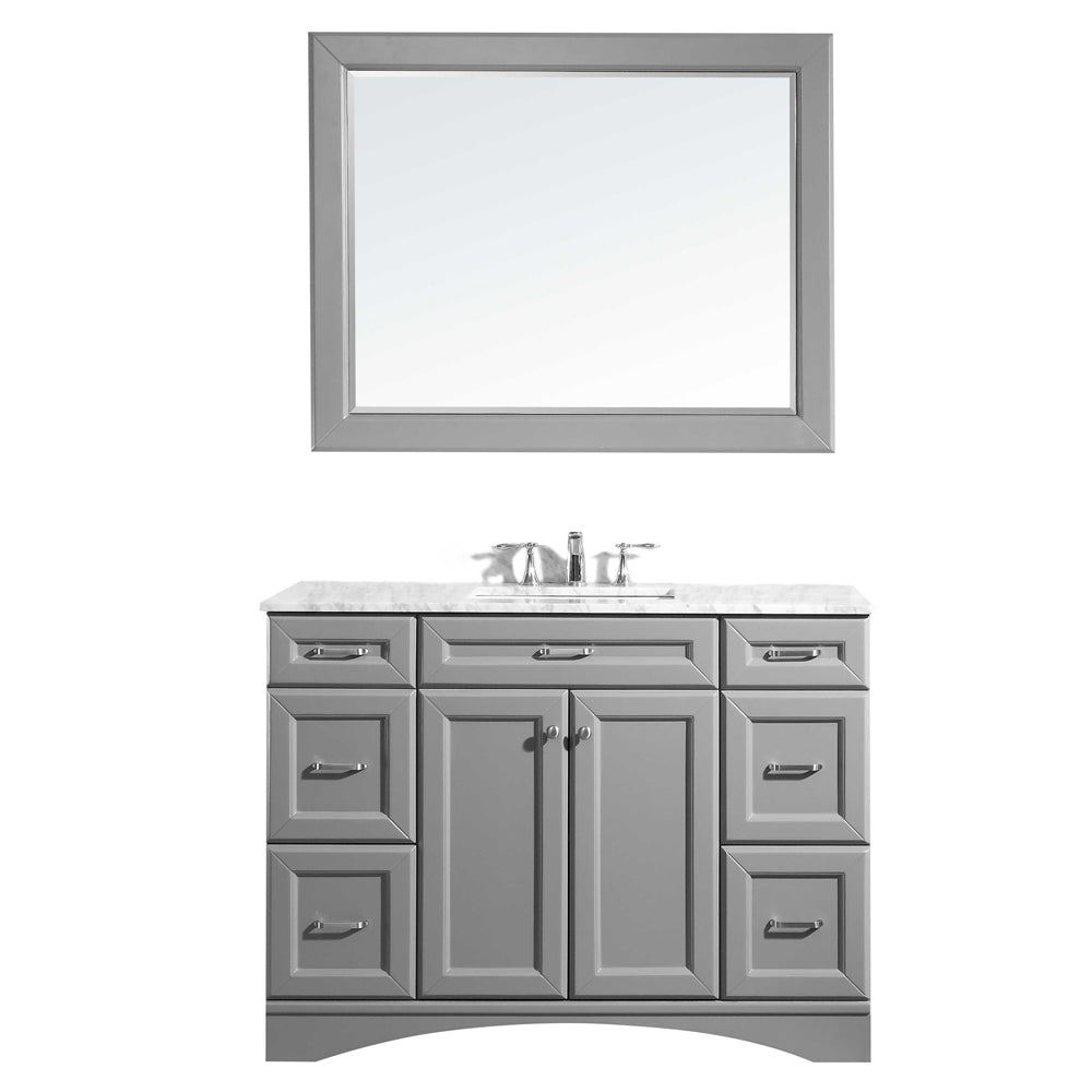 Vinnova Naples 48" Vanity in Grey with Carrara White Marble Countertop - Luxe Bathroom Vanities