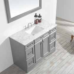 Vinnova Naples 48" Vanity in Grey with Carrara White Marble Countertop - Luxe Bathroom Vanities