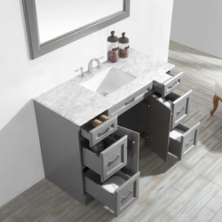 Vinnova Naples 48" Vanity in Grey with Carrara White Marble Countertop - Luxe Bathroom Vanities