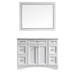 Vinnova Naples 48" Vanity in White with Carrara White Marble Countertop - Luxe Bathroom Vanities