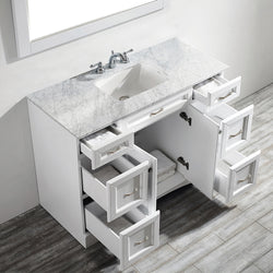Vinnova Naples 48" Vanity in White with Carrara White Marble Countertop - Luxe Bathroom Vanities