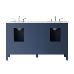 Vinnova Gela 60" Double Vanity in Royal Blue with Carrara White Marble Countertop - Luxe Bathroom Vanities