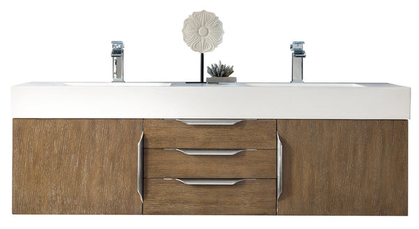 James Martin Mercer Island 59" Double Vanity with Glossy Composite Top - Luxe Bathroom Vanities