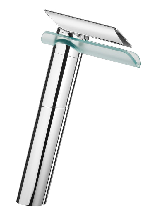 LaToscana MORGANA Tall Single Handle Waterfall Style Lavatory Faucet with Glass Spout for Vessel - Luxe Bathroom Vanities