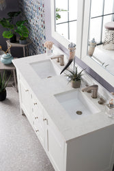 James Martin Palisades 60" Bright White Double Vanity with 3 CM Countertop - Luxe Bathroom Vanities