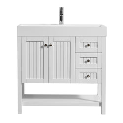 Vinnova Pavia 36” Single Vanity in White with Acrylic under-mount Sink - Luxe Bathroom Vanities