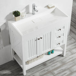 Vinnova Pavia 36” Single Vanity in White with Acrylic under-mount Sink - Luxe Bathroom Vanities