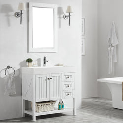 Vinnova Pavia 36” Single Vanity in White with Acrylic under-mount Sink - Luxe Bathroom Vanities