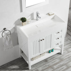 Vinnova Pavia 36” Single Vanity in White with Acrylic under-mount Sink - Luxe Bathroom Vanities