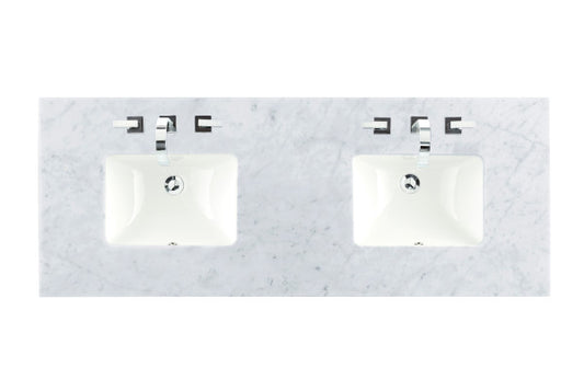 James Martin 60" Double 3 CM Top, Carrara White w/ Sink - Luxe Bathroom Vanities Luxury Bathroom Fixtures Bathroom Furniture