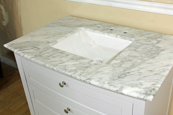 35" In Single Sink Vanity Wood White Cabinet Only - Luxe Bathroom Vanities