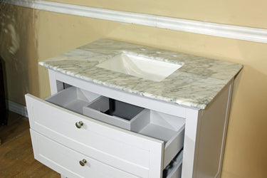 35" In Single Sink Vanity Wood White Cabinet Only - Luxe Bathroom Vanities