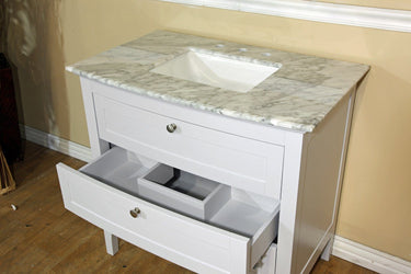 35" In Single Sink Vanity Wood White Cabinet Only - Luxe Bathroom Vanities