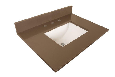 30 In. Gray Quartz Counter Top With Rectangular Sink - Luxe Bathroom Vanities