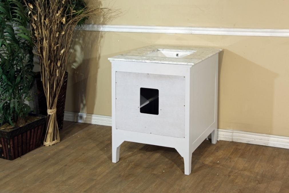 30" In Single Sink Vanity" In White With Marble Top" In White - Luxe Bathroom Vanities