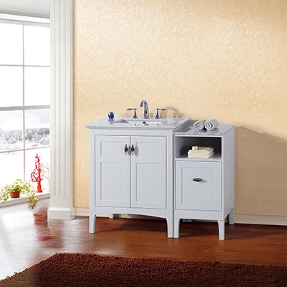 30" In Single Sink Vanity" In White With Marble Top" In White - Luxe Bathroom Vanities