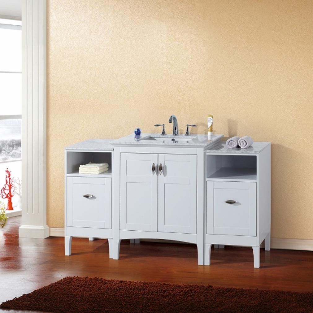 30" In Single Sink Vanity" In White With Marble Top" In White - Luxe Bathroom Vanities