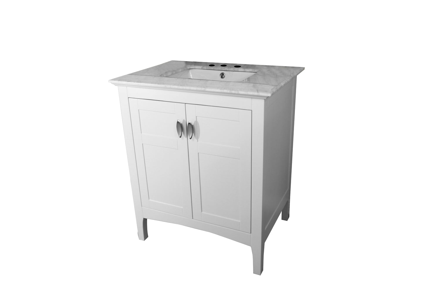 30" In Single Sink Vanity" In White With Marble Top" In White - Luxe Bathroom Vanities