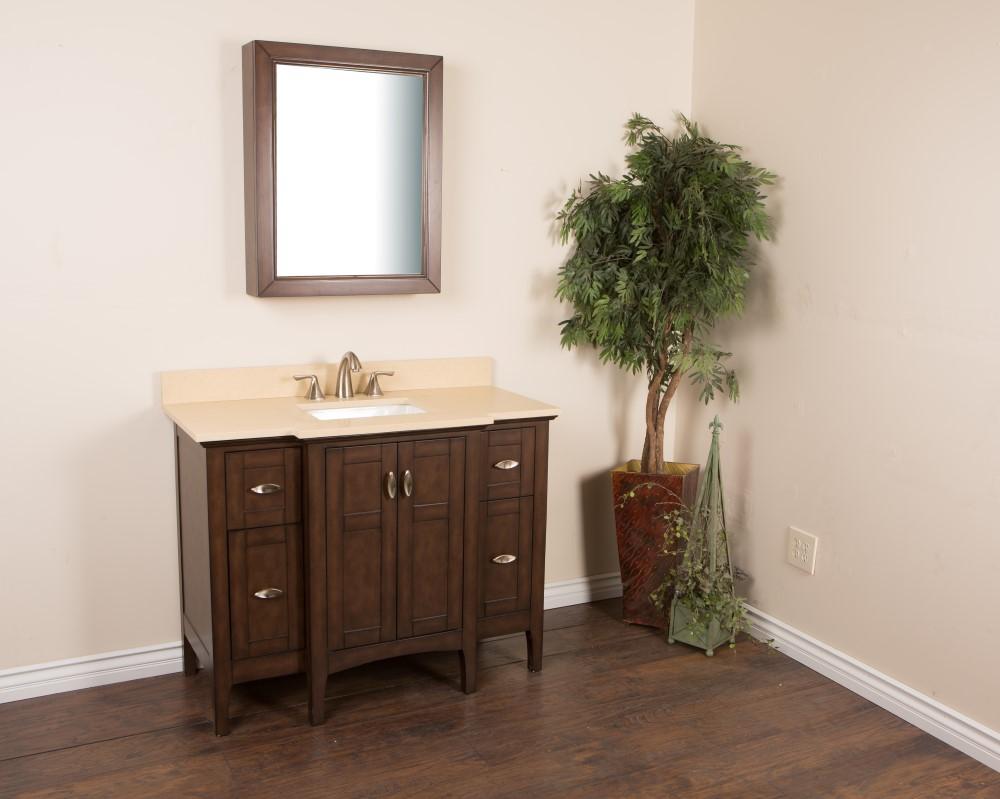 45" InSingle Sink Vanity" In Sable Walnut With Quartz Top" In Cream - Luxe Bathroom Vanities