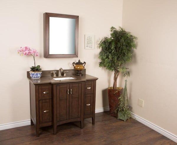 45" In Single Sink Vanity" In Sable Walnut With Quartz Top" In Taupe - Luxe Bathroom Vanities