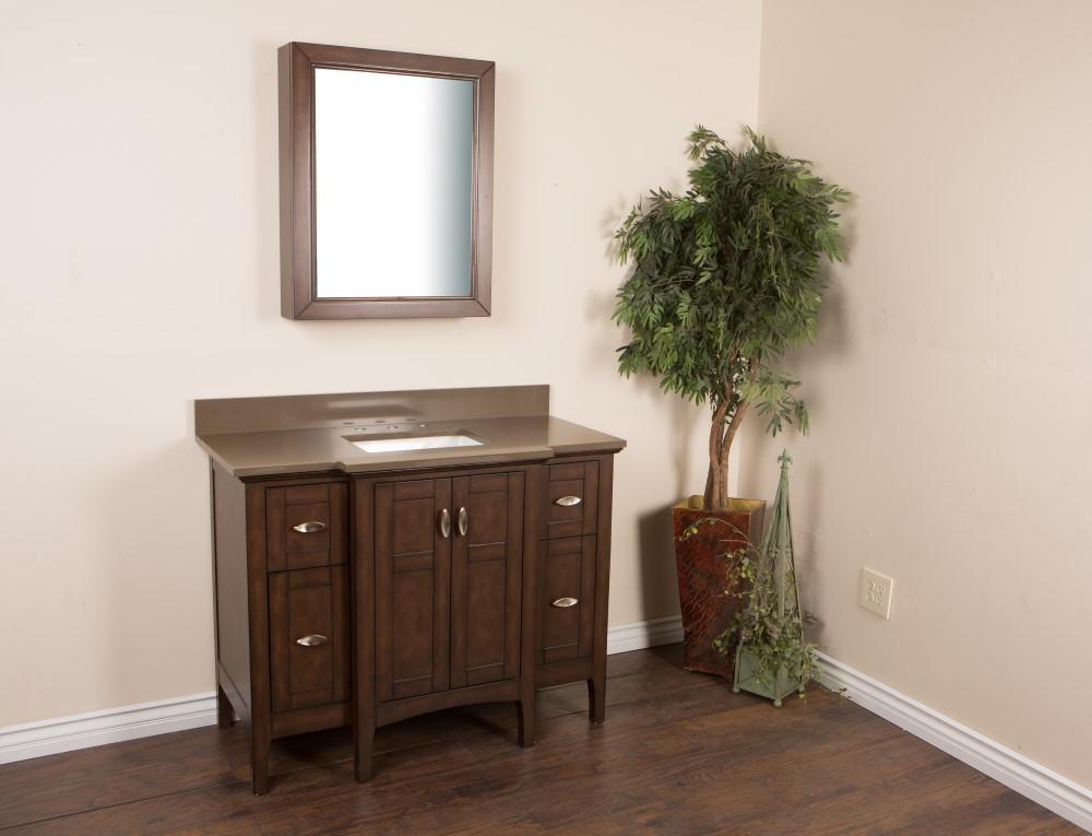 45" In Single Sink Vanity" In Sable Walnut With Quartz Top" In Taupe - Luxe Bathroom Vanities