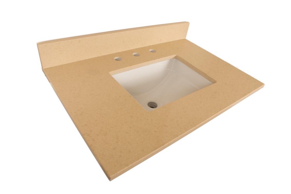 30 In. Beige Quartz Counter Top With Rectangular Sink - Luxe Bathroom Vanities