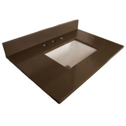 30 in. Beige quartz counter top with rectangular sink - Luxe Bathroom Vanities