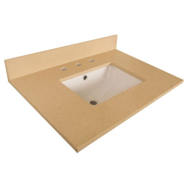 30 in. Beige quartz counter top with rectangular sink | Luxe Bathroom ...