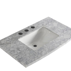 36" White carrara laminated countertop-rectangular sink - Luxe Bathroom Vanities