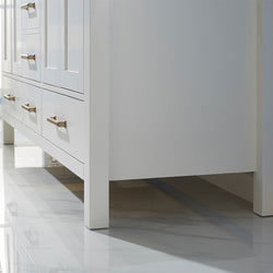 Vinnova Shannon 60" Double Vanity in White and Composite Carrara White Stone Countertop - Luxe Bathroom Vanities