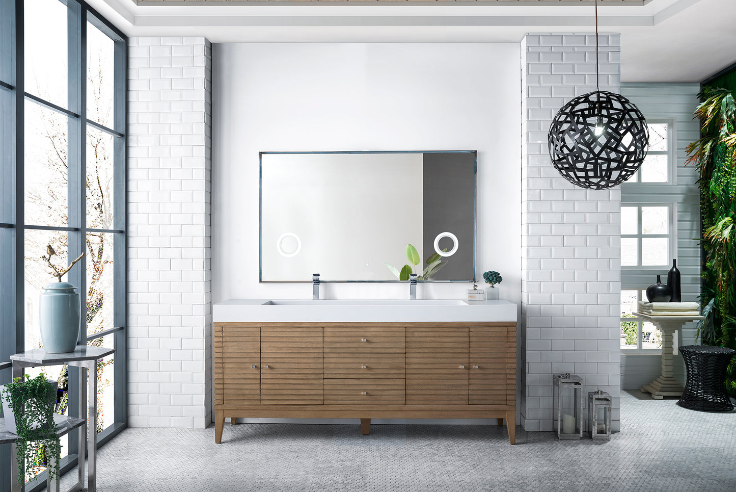 James Martin Linear 72" Double Vanity with Composite Top - Luxe Bathroom Vanities