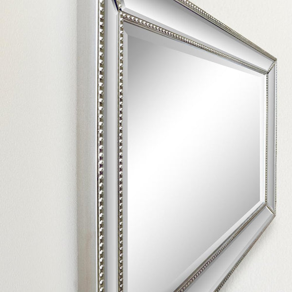 Bellaterra Home 24" Rectangle Silver Beaded Frame Mirror - Luxe Bathroom Vanities