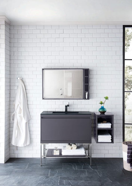 Milan 35.4" Square Cube Mirror - Luxe Bathroom Vanities