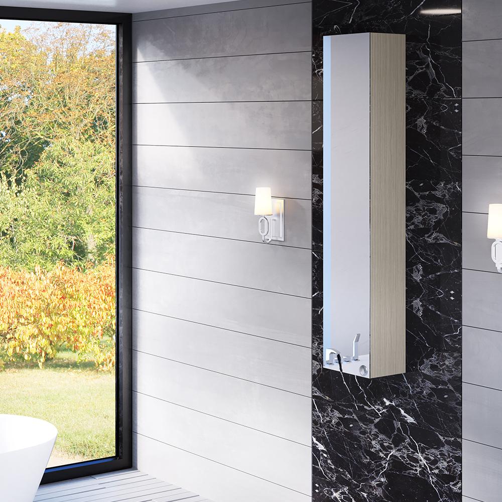 Bellaterra Home Mirrored Wall Mount Linen Cabinet- Gray - Luxe Bathroom Vanities