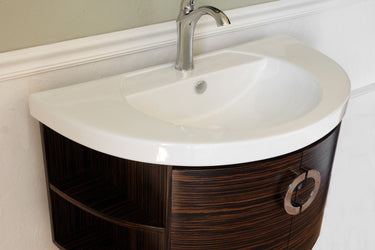 34" In Single Vanity Wood Ebony Zebra - Luxe Bathroom Vanities