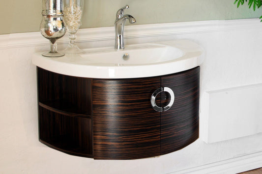 34" In Single Vanity Wood Ebony Zebra - Luxe Bathroom Vanities