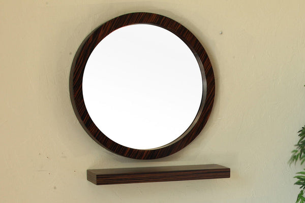 Bellaterra Home 21.7 in Round mirror-wood-Ebony-Zebra - Luxe Bathroom Vanities
