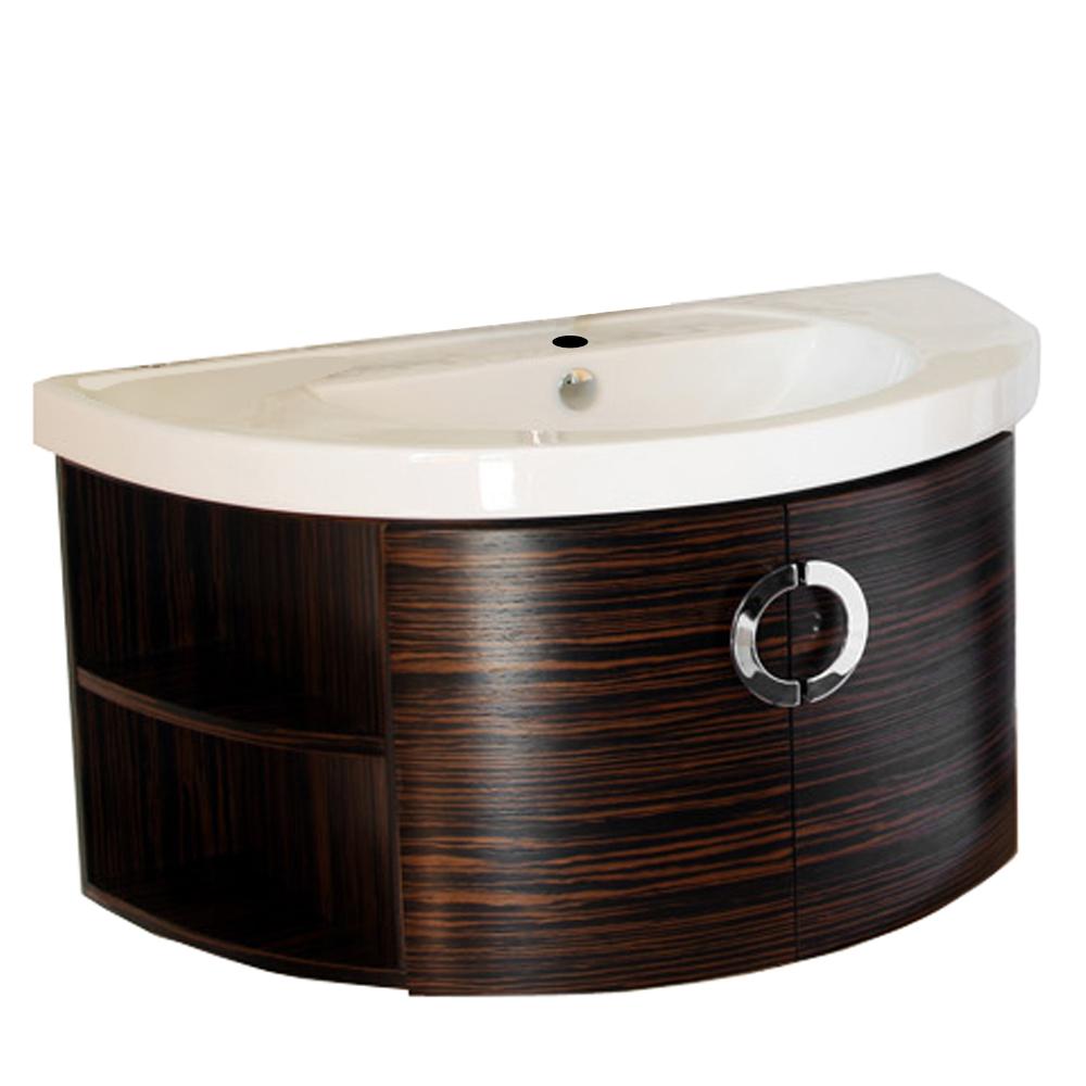 34" In Single Vanity Wood Ebony Zebra - Luxe Bathroom Vanities